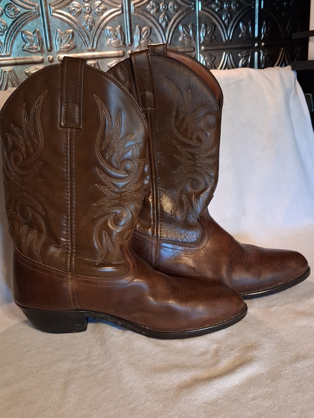 Laredo Men's Brown Embroidered  Western Boots 10.5 D